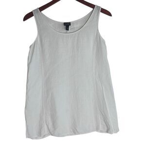 Eileen Fisher Womens Linen Blend Scoop Neck Textured Tank Top White Size XS